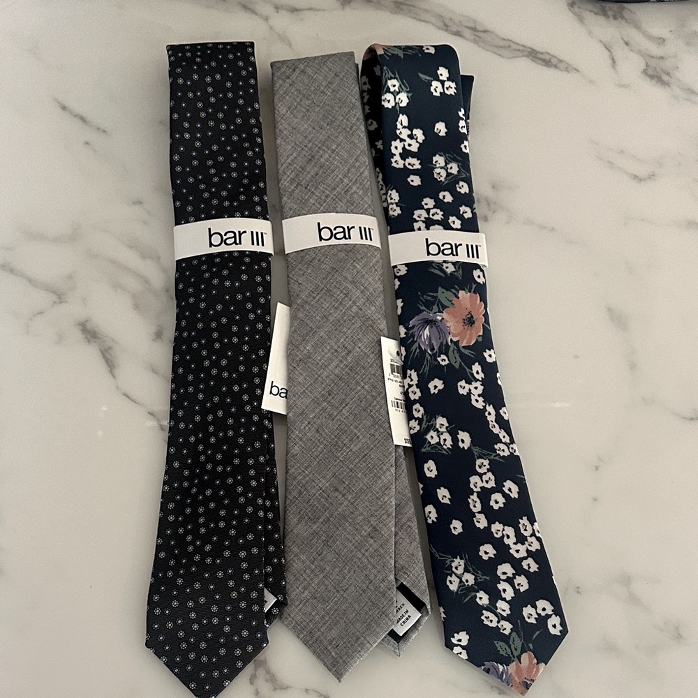Lot of 3 Men’s Ties Bar III NWT